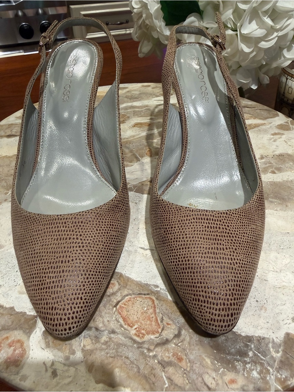 Sergio Rossi Lizard Slingback Heels EU 36 Italy